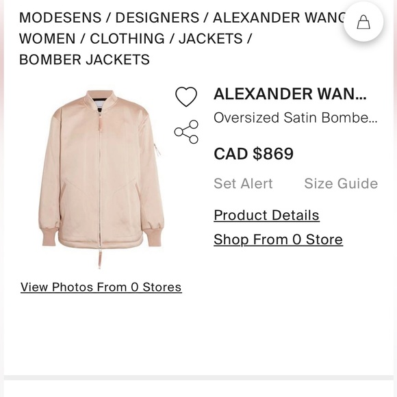 T Alexander Wang satin blush bomber. - Picture 3 of 12